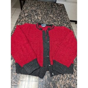 lane and company red knit cardigan Vintage